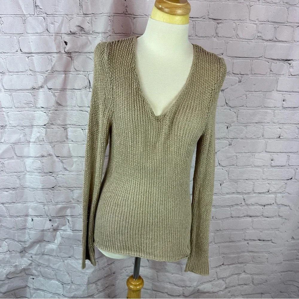 brooks brothers knit v-neck fitted sweater cotton blend long sleeve sz medium